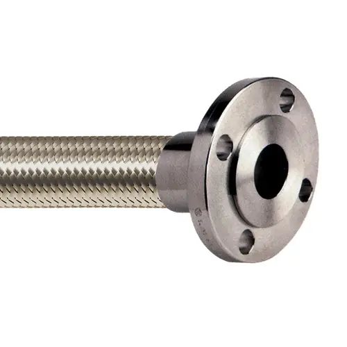 Resistoflex 2 in. Convoluted PTFE Stainless Steel Braid Anti-Static Chemical Hose Assembly w/ Stainless Steel Flange Ends