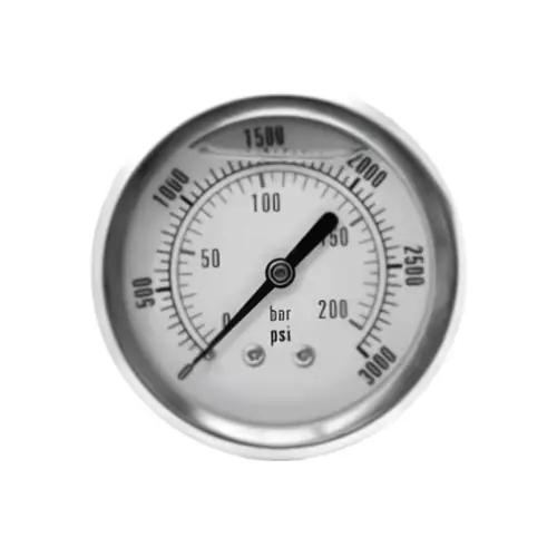 PCI PCLG-200P-B Liquid Filled 2 1/2 in. Stainless Case x 1/4 in. NPT Back Mount Pressure Gauge, 0 - 200 PSI