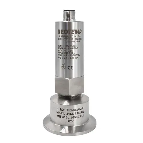 Reotemp TSTA Sanitary Pressure Transmitter W/ 1 1/2 in. Tri-Clamp, Hirschmann Field Wireable
