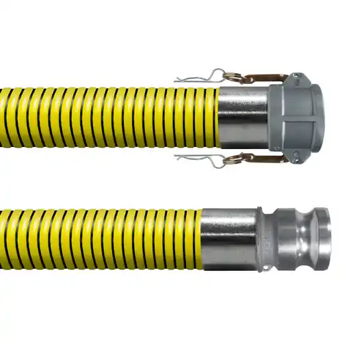 BadgerFlex Yellow 4 in. Liquid Suction Hose w/ Part C Female Coupler x Part E Male Adapter Ends