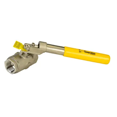 Chicago Valves 2466KSR012 1 1/4 in. Stainless Steel Ball Valve - Threaded, 2000 PSI W/ Spring Return Handle