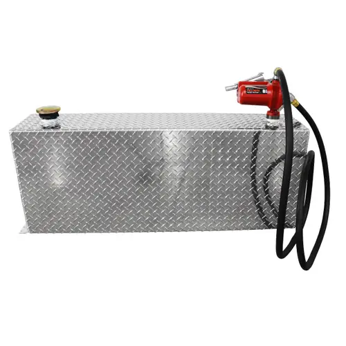 38 Gallon Aluminum Rectangle Fuel Transfer Tank w/ Fill-Rite FR8 8 GPM Pump (12V DC)