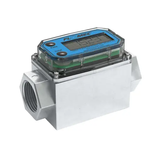 GPI G2A-10-N-Q 1 in. NPT Industrial Aluminum Turbine Flow Meter w/ Battery Powered Display