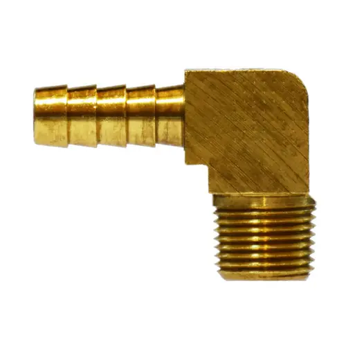 Midland Industries 32042B Brass 90° Barstock Male Elbow, 3/8 in. Hose Barb x 3/8 in. MNPT