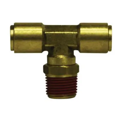 Midland Industries 720606S Brass D.O.T. Push-to-Connect Male Swivel Branch Tee, 3/8 in. PTC x 3/8 in. PTC x 3/8 in. MNPT