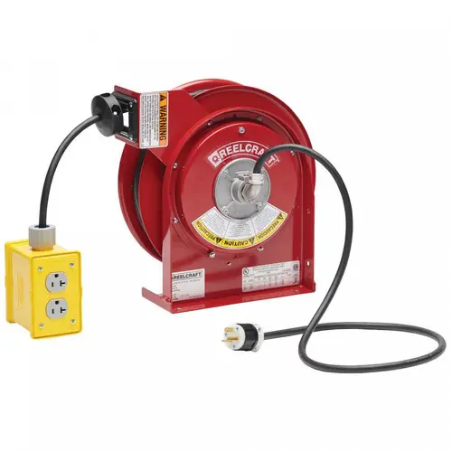 Reelcraft L 4545 123 7Q 12/3 45 ft. Premium Duty Quad Box Receptacel Power Cord Reel