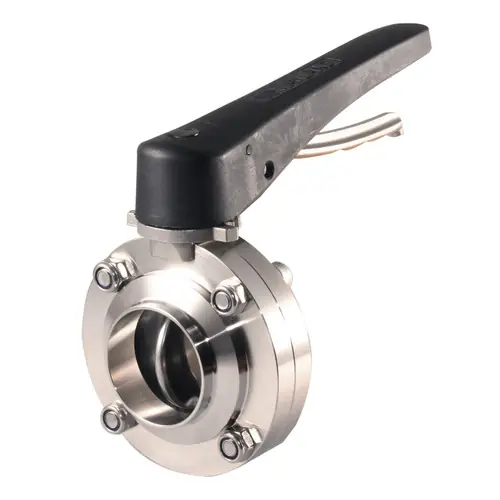 Wayland Ind. W6BFVBW Butt Weld Butterfly Valve FKM 316L Stainless Steel w/ Black Plastic Trigger Handle