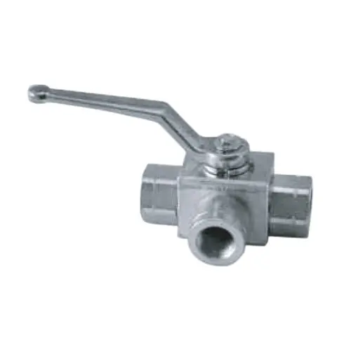 PCI BK3-12-NPT-1123-2-L 1/2 in. x 1/2 in. NPTF Full Port Three-Way Diverter Valve - 5145 PSI, Zinc Clear Coating