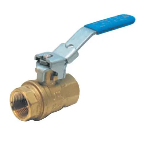 PCI 171N-112-NPT-LH 1 1/2 in. x 1 1/2 in. NPTF Full Port Low Pressure Brass Ball Valve - 600 PSI, Locking Handle