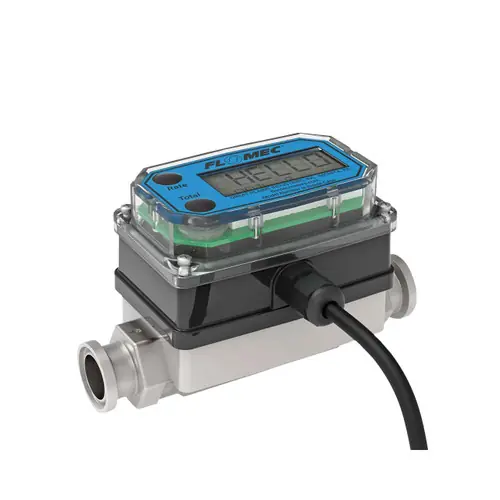 GPI G2S05T42GMX 1/2 in. NPT Industrial Stainless Steel Turbine Flow Meter w/ LCD Display, Pulse Out, 4-20mA - 3/4 in. Tri-Clamp Ends