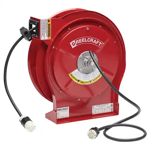 Reelcraft L 5550 123 3A Power Cord Reel, Single Receptacle 50 ft. - 12 AWG - UL/CSA Approved