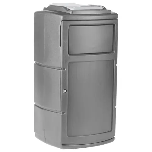 Commercial Zone Polytec™ 25 Gallon Side Entry Trash Receptacle w/ Dual Flipper Lid & Tray Return