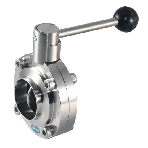 Wayland Ind. W6BFVBW Butt Weld Butterfly Valve EPDM 316L Stainless Steel w/ 4-Position Pull Handle