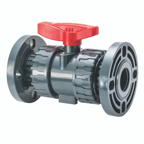 Chemline Plastics Type 20 True Union PVC Ball Valve w/FKM O-Rings, Flanged Ends