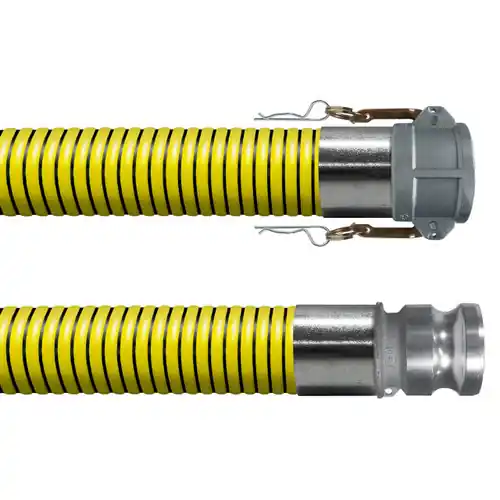 BadgerFlex Yellow 2 in. Liquid Suction Hose w/ Part C Female Coupler x Part E Male Adapter Ends