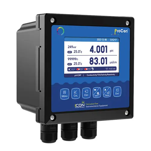 Icon D520 Series Dual Channel Display & Controller, Input 1; pH/ORP, Input 2; pH/ORP, 2 x 4-20mA + 3 Relay Outputs, 24VDC