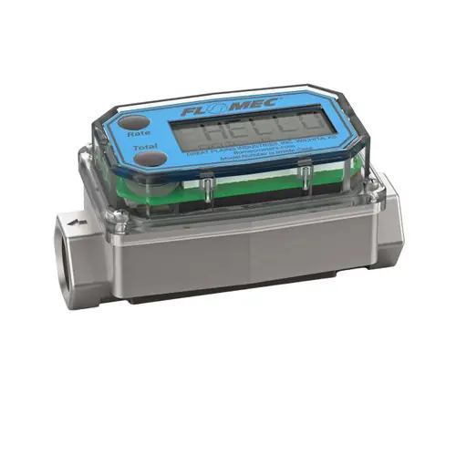 GPI Flomec® G2S-05-N-Q 1/2 in. NPT Industrial Stainless Steel Turbine Flow Meter w/ Battery Powered Display