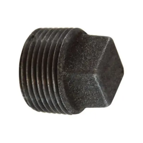 Midland Industries 65658 2 in. MPT Square Head Cored Plug, Black Iron, 150 PSI