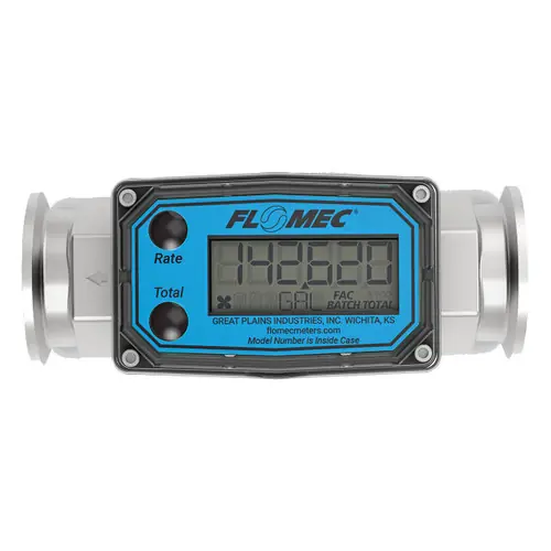 GPI G2S10TH9GMX 1 in. Industrial Stainless Steel Turbine Brew Meter w/ LCD Display and 1 1/2 in. Tri-Clamp Ends - Brewing Meter