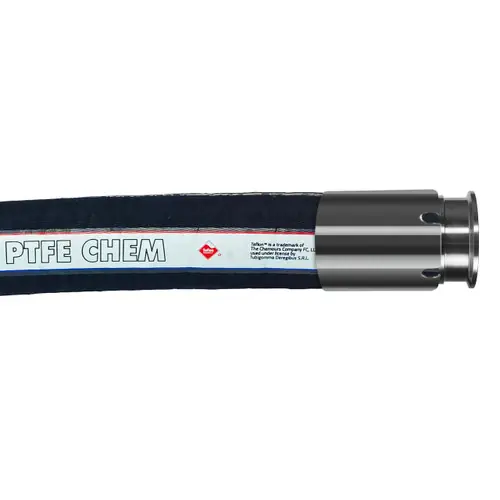 Tudertechnica Tufluor® White PTFE 1/2 in. Chemical Suction & Delivery Hose 250 PSI Assemblies w/ Tri-Clamp Ends