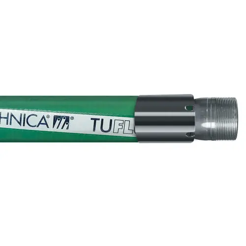 Tudertechnica Tufluor® Evolution 1 in. PTFE Chemical Suction & Delivery Hose Assemblies 150 PSI w/ Stainless Steel Male NPT Ends