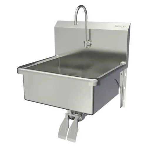 SANI-LAV 504 Hands-Free Wall Mount Stainless Steel Sink - Double Knee Pedal Valve