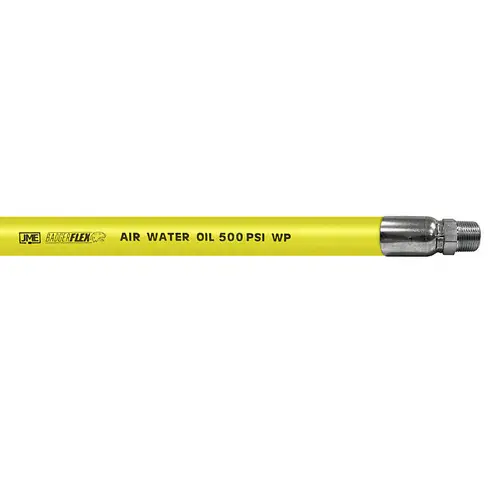 BadgerFlex 3/8 in. Air & Multipurpose Hose Assembly w/ Crimped Male NPT Ends - Yellow
