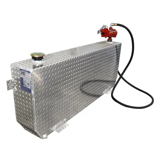 51 Gallon Aluminum Rectangle Fuel Transfer Tank w/ Fill-Rite FR8 8 GPM Pump (12V DC)