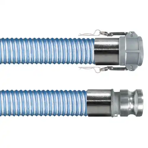Kanaflex flexFOOD Lite 200 1 1/2 in. Food Hose w/ Stainless Steel Female Coupler x Male Adapter Ends