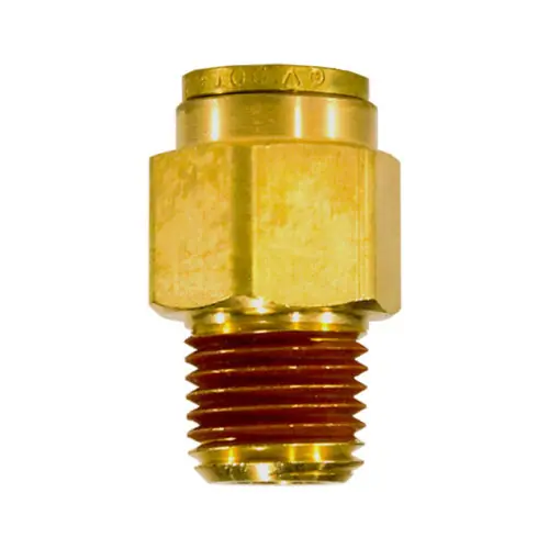 Midland Industries 680804 Brass D.O.T. Push-to-Connect Male Connector, 1/2 in. PTC x 1/4 in. MNPT