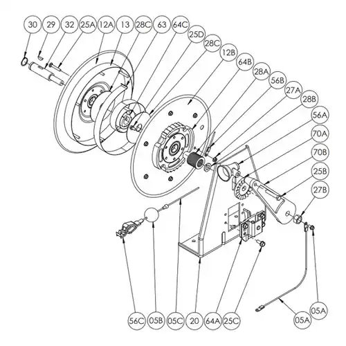 Hannay Reels HGR50 & HGR100 Grounding Reel Parts - HGR 100 Ratchet Wheel & Bearing - 12B, 64B
