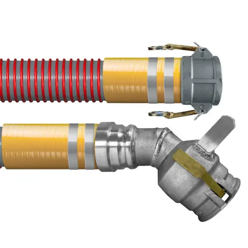 BadgerFlex Vapor HD 4 in. Heavy Duty Gasoline Vapor Recovery Hose Assemblies w/ C Female Coupler x Swivel 45° CPP Ends