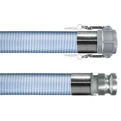 Kanaflex flexFOOD 210HFG 3 in. Heavy-Duty FDA Hose w/ Stainless Steel Female Coupler x Male Adapter Ends