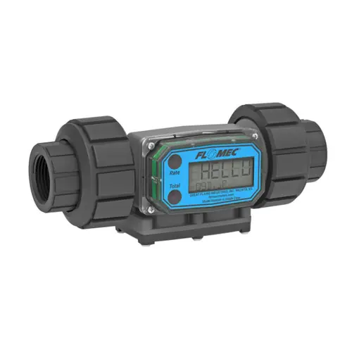 GPI G2P10NQ9GMA 1 in. NPT Industrial PVDF Body Turbine Flow Meter w/ Battery Powered Display