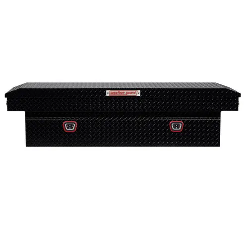 Weather Guard 127-5-04 Full Standard Gloss Black Aluminum Saddle Box - 11 cu ft.