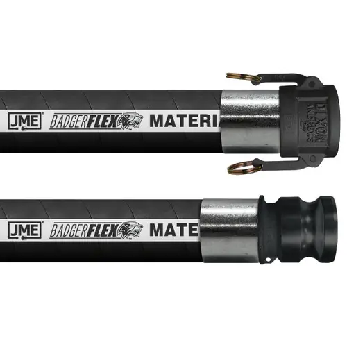 BadgerFlex 4 in. Material Handling Hose Assemblies w/ Part C Female Coupler x Part E Male Adapter Ends - Black