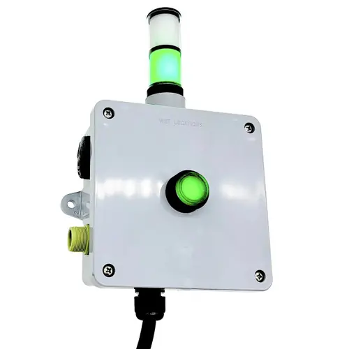 Gizmo Engineering AB-3-LK AC Powered Alarm Box with Leak Sensor W/ Relay Output, On Drop Cord, Stack Light