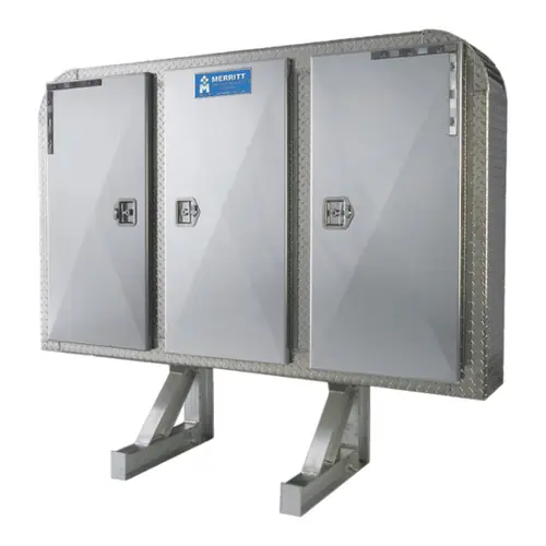 Merritt 320340C-0009 68 in. H X 80 in. W Dyna-Light Diamond Plate Cab Rack w/ Chain Rack, 3 Door Enclosures, Diamond Plate Doors