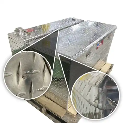 RDS Manufacturing 95 Gallon Aluminum L-Shaped DOT Certified Transfer Tank/Toolbox Combo - Damaged