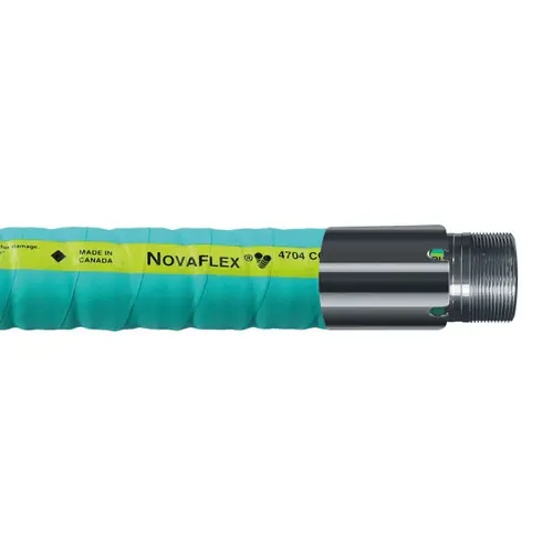 Novaflex 4704 3 in. Corrugated UHMW Chemical Suction & Discharge Hose w/ Stainless Steel Male NPT Ends