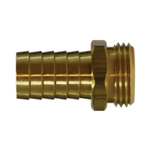Midland Industries 30041 Brass Straight Hex Adapter, 5/8 in. Barb x 3/4 in. MGH