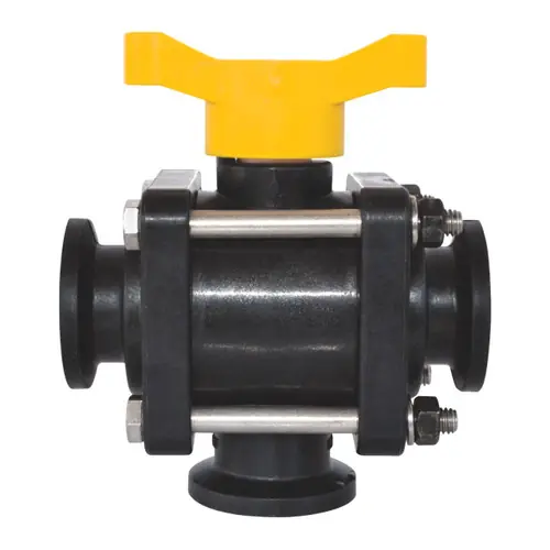 TerreMax MV220BL 2 in. Flange 150 PSI 3 Way Bottom Load Ball Valve