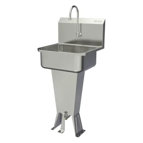 SANI-LAV 5011 Hands-Free Floor Mount Stainless Steel Sink - Single Foot Pedal Valve