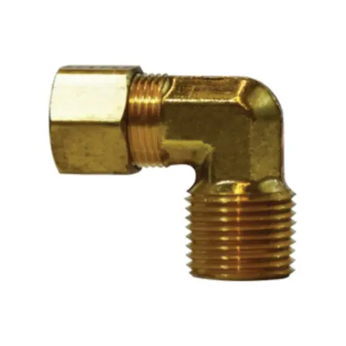 Midland Industries 18224 Brass 90° Compression Elbow, 1/4 in. Compression x 1/8 in. MPT