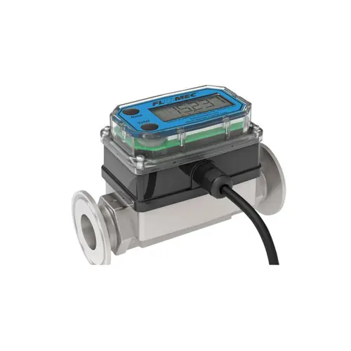 GPI G2S07T42GMX 3/4 in. NPT Industrial Stainless Steel Turbine Flow Meter w/ LCD Display, Pulse Out, 4-20mA - 1 in. Tri-Clamp Ends