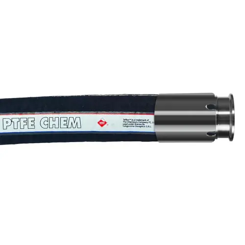 Tudertechnica Tufluor® Black PTFE Chem Full Conductive 3 in. Chemical Suction & Delivery Hose Assemblies 250 PSI w/ Stainless Steel Tri-Clamp Ends
