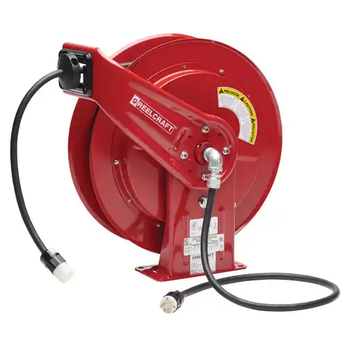 Reelcraft L 70100 123 3A Power Cord Reel, Single Receptacle 100 ft. - 12 AWG - UL/CSA Approved
