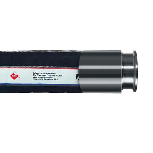 Tudertechnica Tufluor® 2 in. Full Conductive Black PTFE Chemical Suction & Delivery Hose Assemblies 250 PSI w/ 3A Tri-Clamp Ends