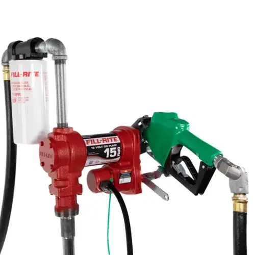 Fill-Rite TUFR1220HDSFQ 12V DC Fuel Transfer Pump w/ Nozzle, Filter, Swivel - 15 GPM