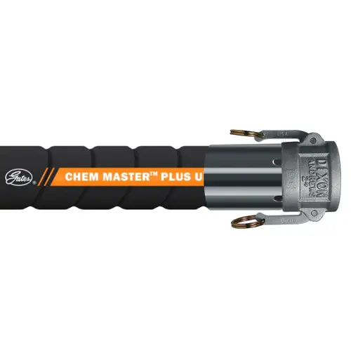 Gates 2 in. Chem Master Plus XLPE 200 PSI SD Black Chemical Hose w/ Stainless C x C Ends